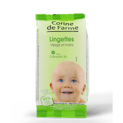 Baby Wipes for Face and Hands with organic calendula x 25